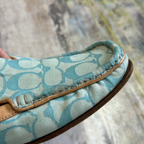 Vintage blue monogrammed Coach slide on shoes sz 8B - Picture 8 of 12